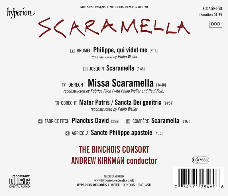 Obrecht: Missa Scaramella / Kirkman, Binchois Consort