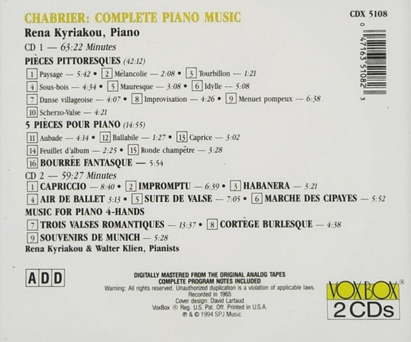 Chabrier: Complete Piano Music