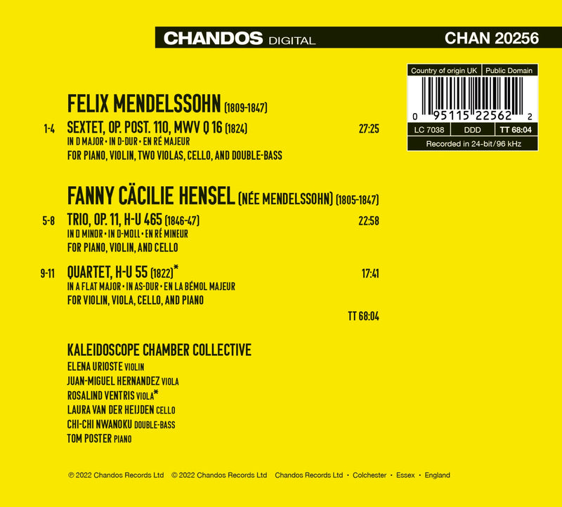 Fanny & Felix Mendelssohn: Chamber Music with Piano / Kaleidoscope Chamber Collective
