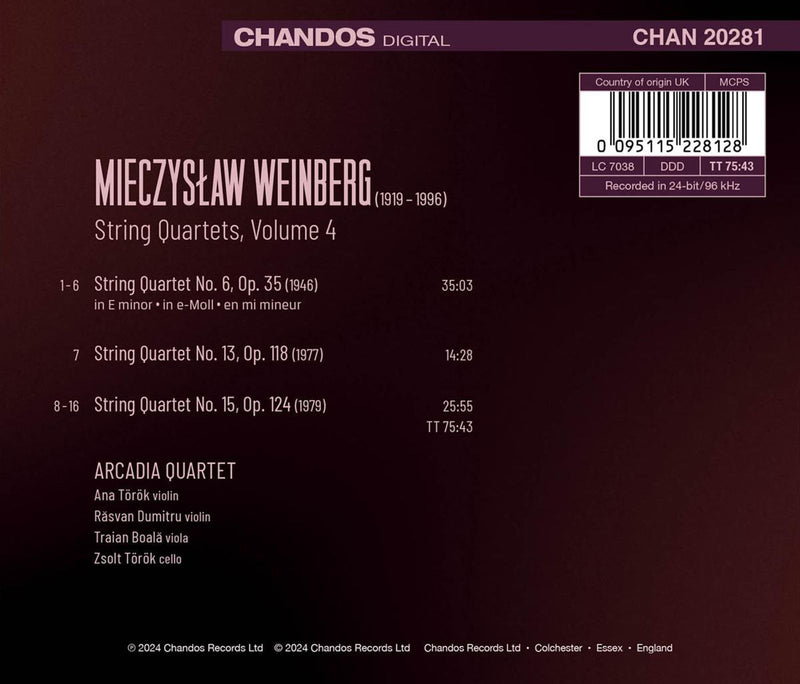 Weinberg: String Quartets, Vol. 4 / Arcadia Quartet