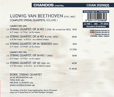 Beethoven: String Quartets, Vol. 1 / Doric String Quartet