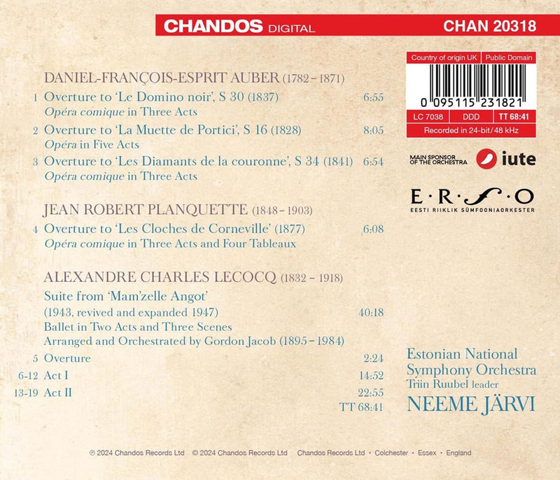 French Opera Overtures / Järvi, Estonian National Symphony