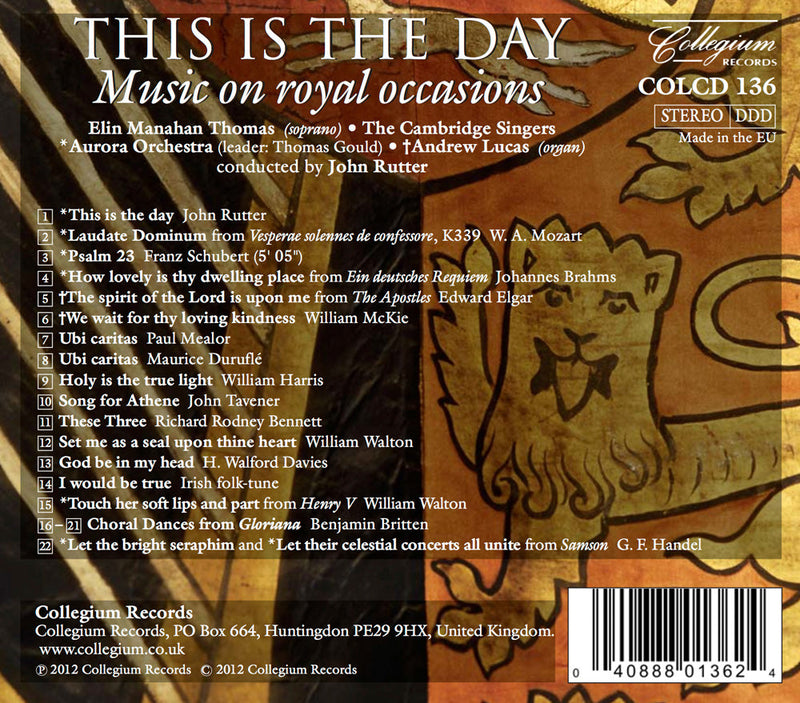 This Is The Day / Rutter, Cambridge Singers