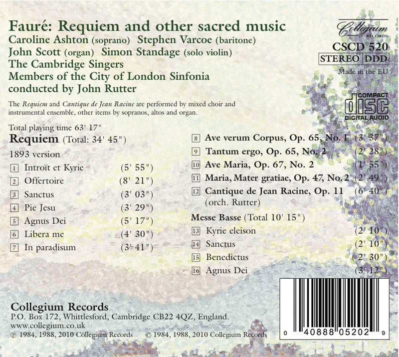 Faure: Requiem & Other Choral Music / Rutter, Cambridge Singers