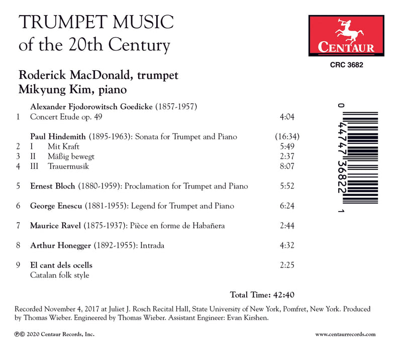 Trumpet Music Of The 20th Century / Roderick MacDonald, Mikyung Kim
