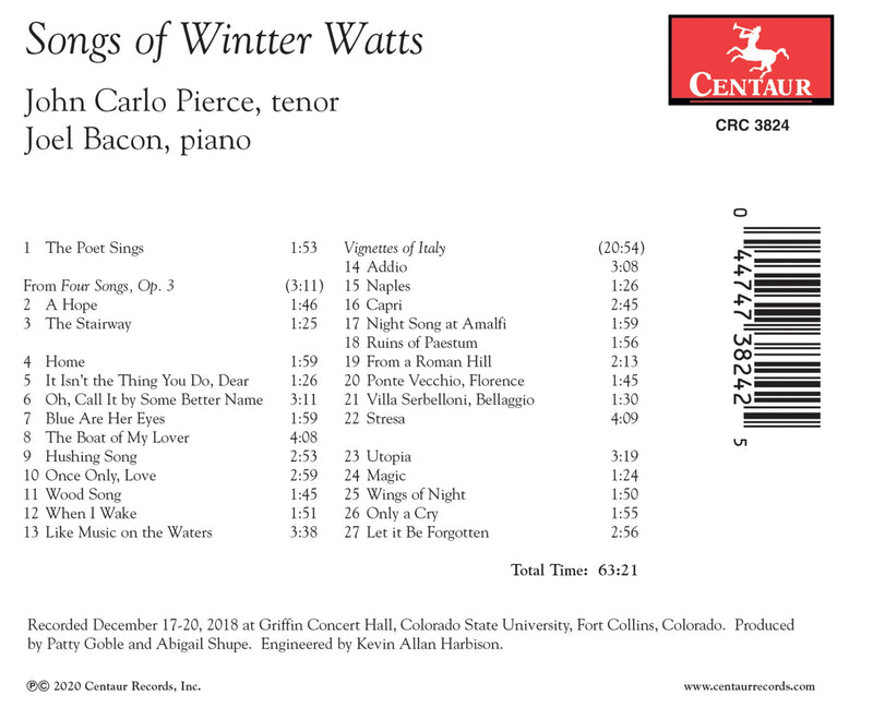 Songs Of Wintter Watts / John Carlo Pierce, Joel Bacon