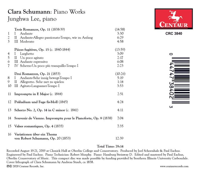 Clara Schumann: Piano Works / Junghwa Lee