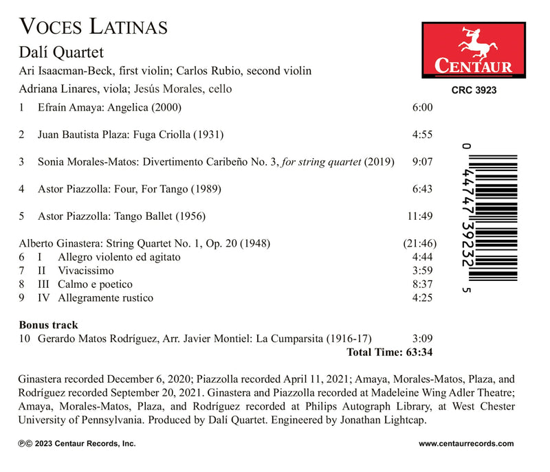 Piazzolla, Ginastera et al: Voces Latinas / Dalí Quartet