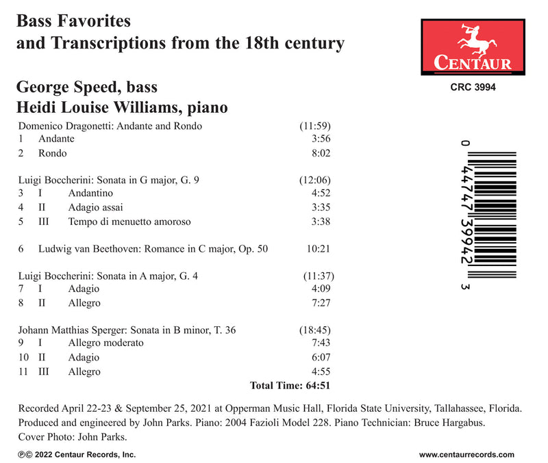 Bass Favorites & Transcriptions from the 18th Century / Speed, Williams