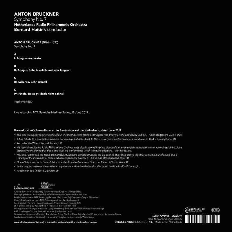 Bruckner: Symphony no. 7 on Vinyl / Haitink, Netherlands Radio Philharmonic