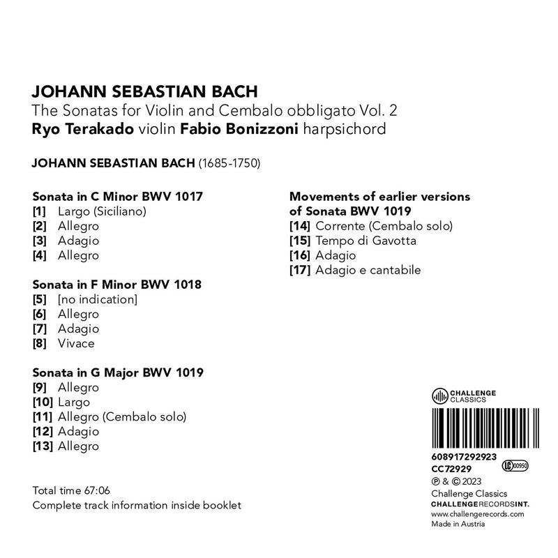 Bach: Sonatas for Violin & Cembalo obbligato, Vol. 2 / Terakado, Bonizzoni
