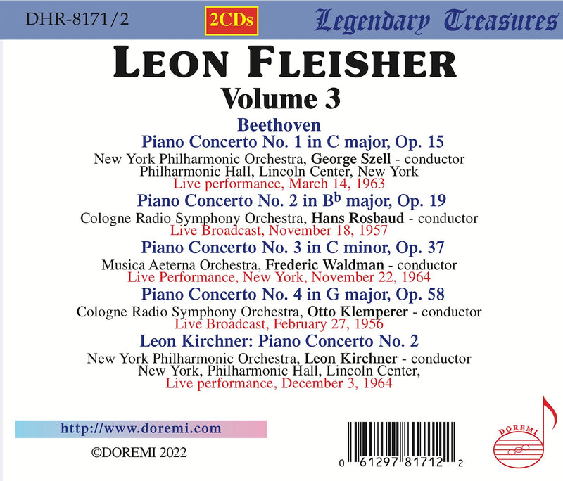 Beethoven & Kirchner: Leon Fleisher Live, Vol. 3 / Szell, New York Philharmonic