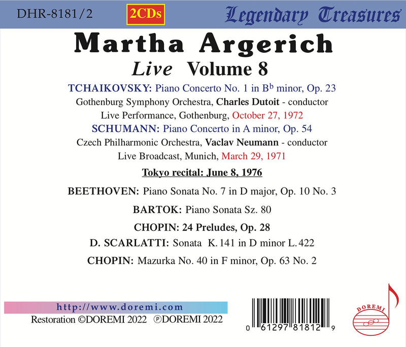 Martha Argerich Live, Vol. 8: Tchaikovsky, R. Schumann, Chopin & More