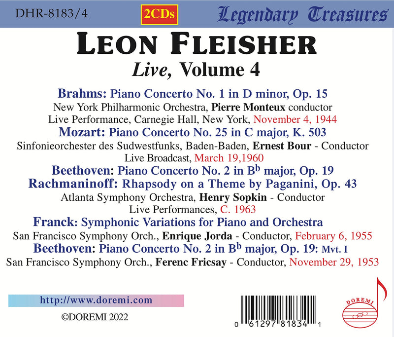 Leon Fleisher Live, Vol. 4: Beethoven, Brahms, Franck, Mozart, Rachmaninoff