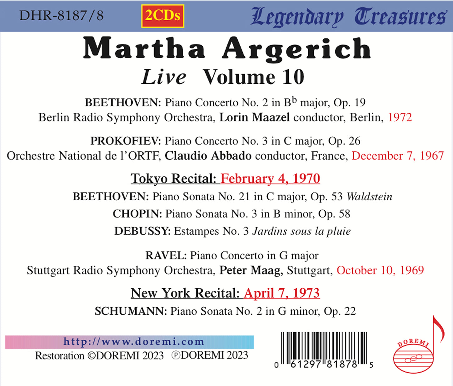 Martha Argerich Live, Vol. 10: From Beethoven's Waldstein to Prokofiev's Concerto no. 3