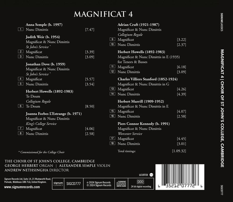 Magnificat 4 / Nethsingha, SJCC Cambridge