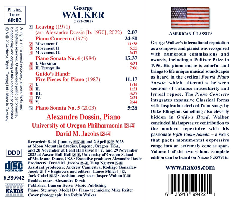 Walker: Complete Piano Works, Vol. 2 / Dossin