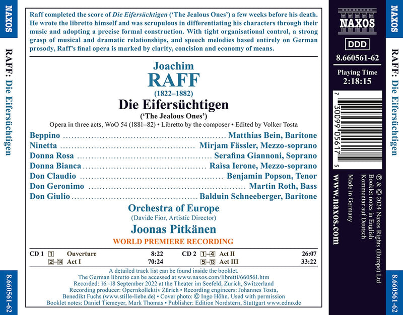 Raff: Die Eifersüchtigen / Pitkänen, Orchestra of Europe