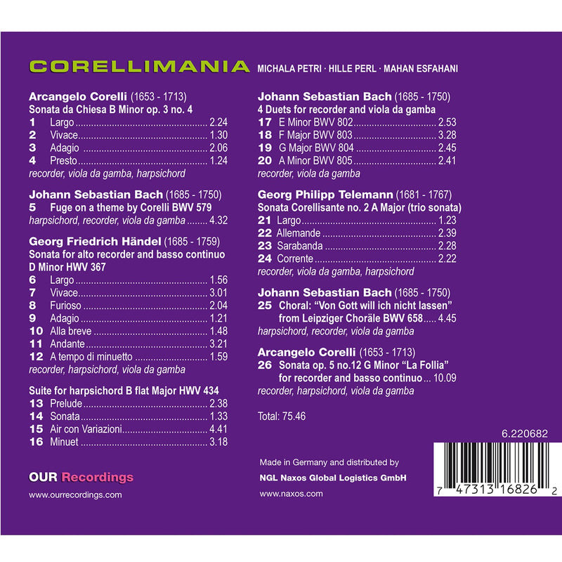 Bach, Corelli, Handel & Telemann: Corellimania / Perl, Petri, Esfahani