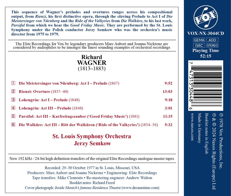 Wagner: Preludes & Overtures / Semkow, St. Louis Symphony