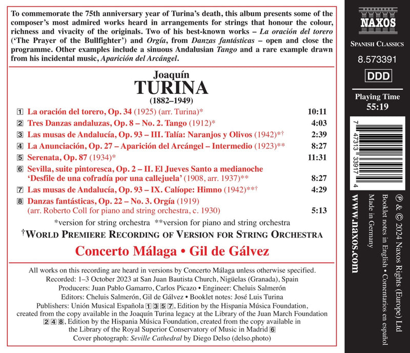 Turina: Works for Strings / Gálvez, Concerto Málaga