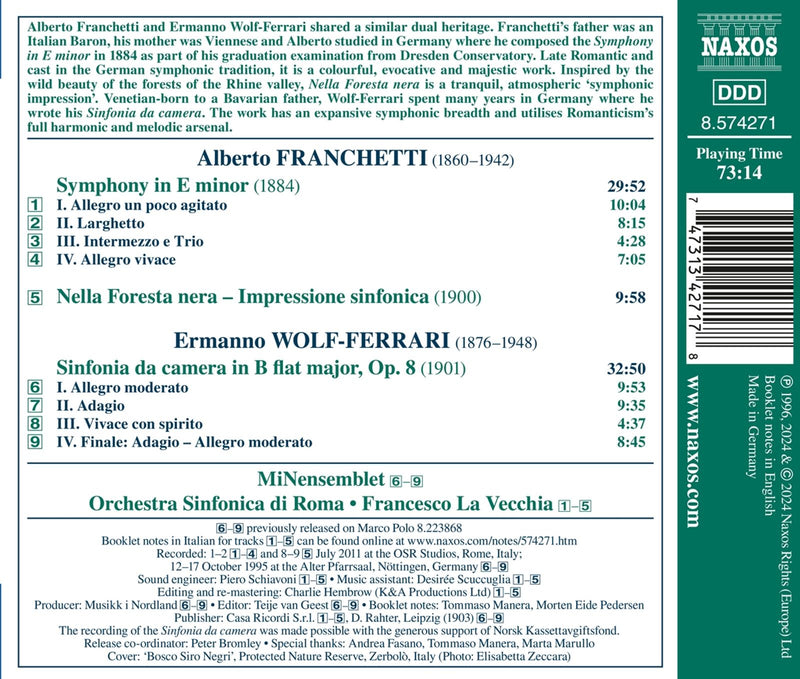 Franchetti: Symphony - Wolf-Ferrari: Sinfonia da camera