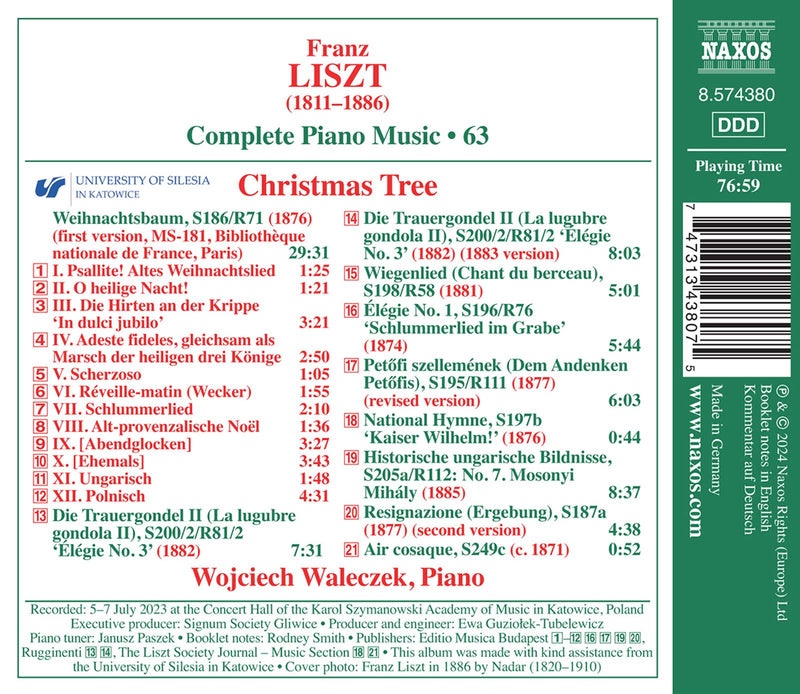 Liszt: Complete Piano Music, Vol. 63 - Christmas Tree / Waleczek