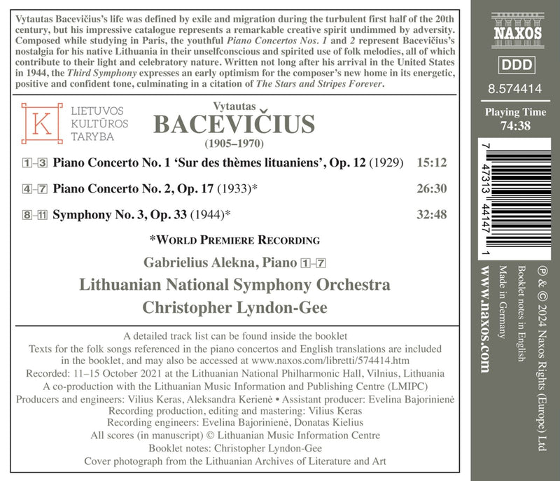 Bacevicius: Orchestral Works, Vol. 2 / Lyndon-Gee, Lithuanian National Symphony