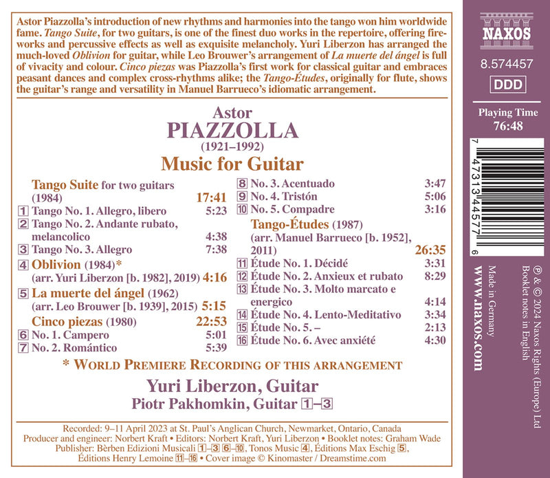 Piazzolla: Music for Guitar / Liberzon, Pakhomkin
