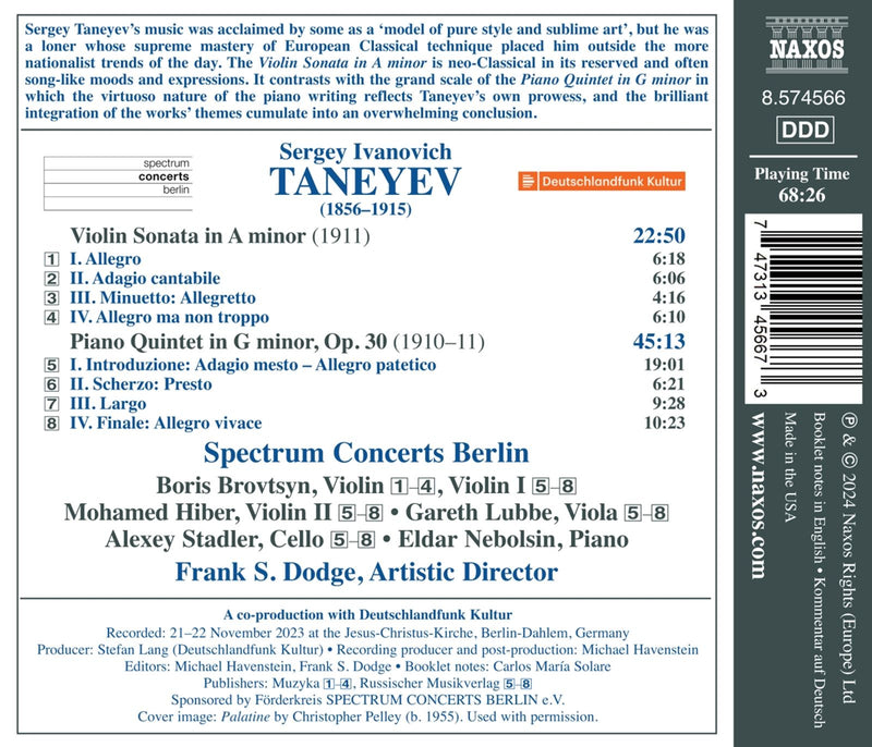 Taneyev: Violin Sonata & Piano Quintet / Spectrum Concerts Berlin
