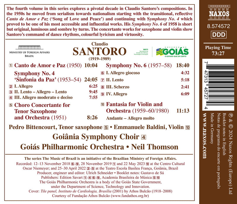 Santoro: Symphony No. 4 & 6 / Thomson, Goiás Philharmonic