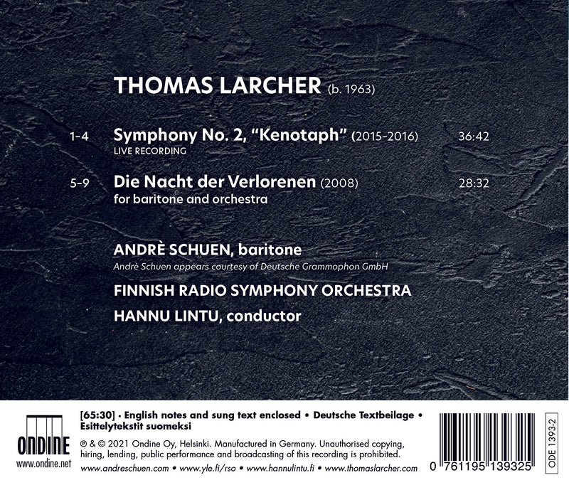 Larcher: Symphony No. 2, "Kenotaph" - Die Nacht der Verlorenen / Lintu, FRSO