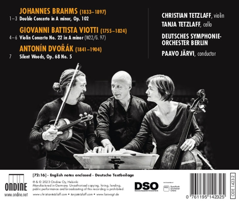 Brahms: Double Concerto; Viotti: Violin Concerto No. 22 / Tetzlaff, Järvi, Deutsches Symphonie-Orchester Berlin