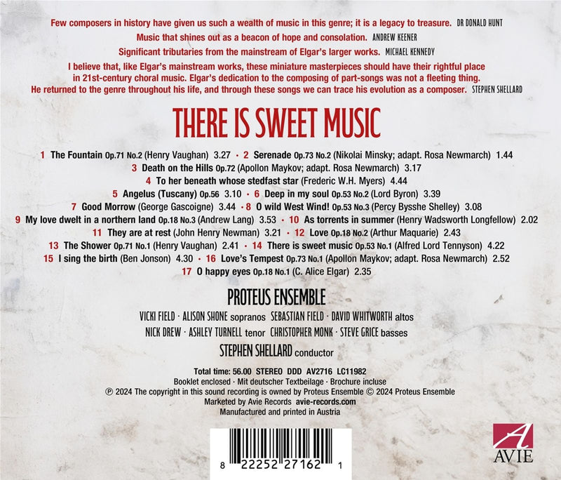 There is Sweet Music - Elgar: Part Songs / Shellard, Proteus Ensemble