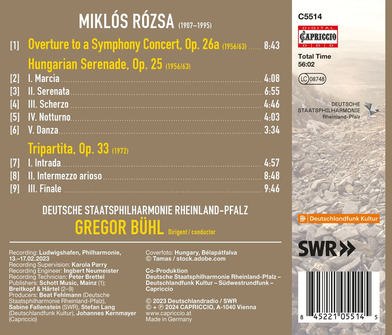 Rózsa: Orchestral Works / Bühl, Deutsche Staatsphilharmonie Rheinland-Pfalz