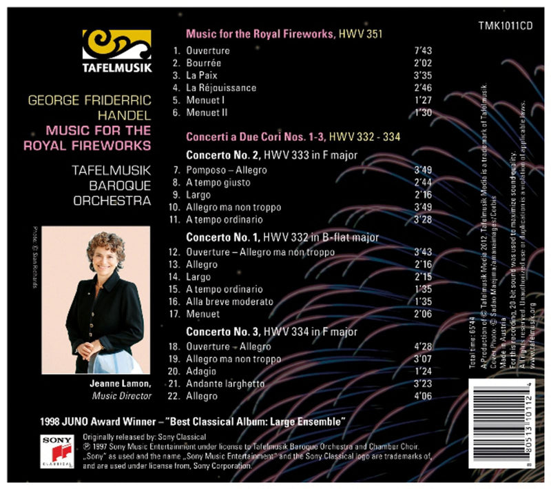 Handel: Music for the Royal Fireworks / Lamon, Tafelmusik Baroque Orchestra