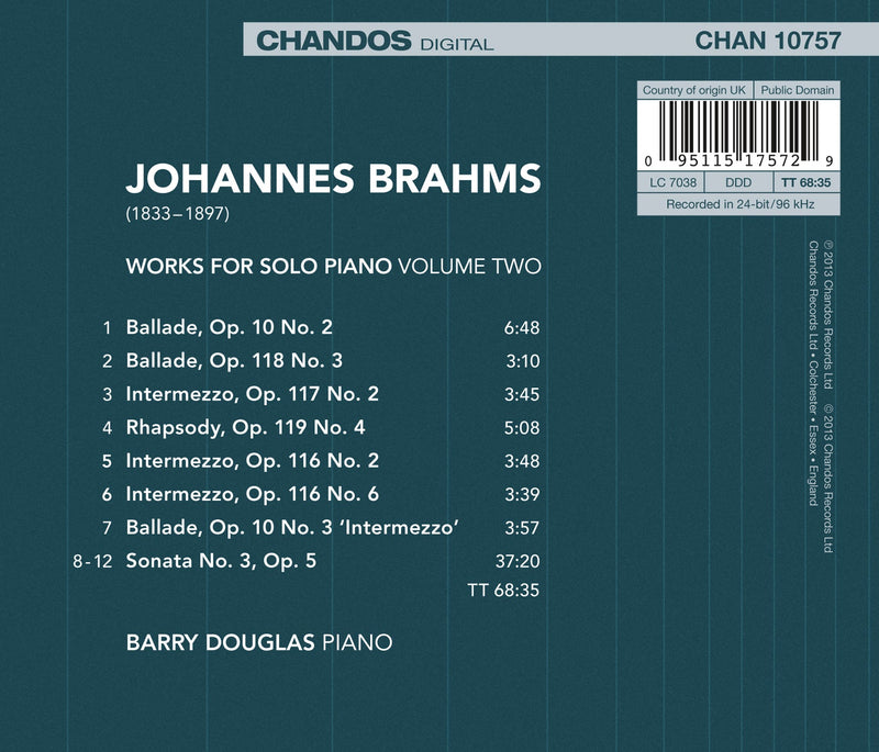 Brahms: Works for Solo Piano, Vol. 2