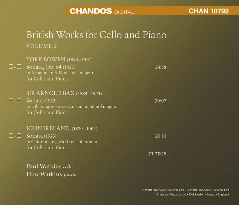 British Works for Cello & Piano, Vol. 2 / Watkins & Watkins
