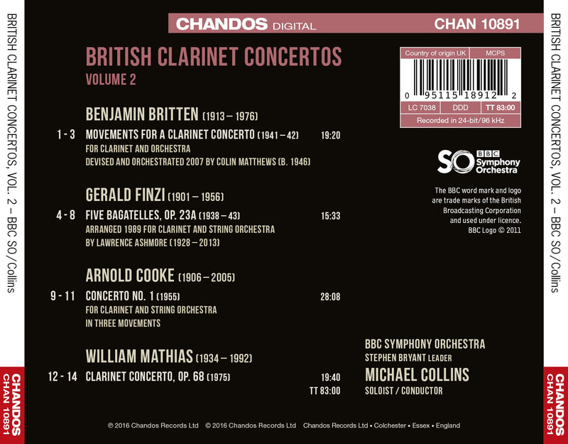Britten, Mathias, Finzi & Cooke: British Clarinet Concertos,