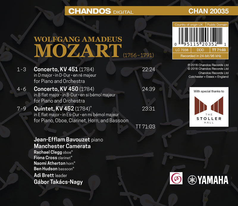 Mozart: Piano Concertos, Vol. 3 - K. 450 & 451; Quintet K. 452 / Bavouzet