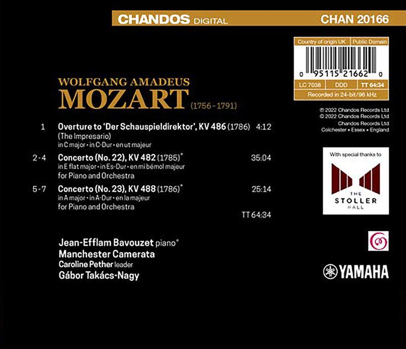 Mozart: Piano Concertos, Vol. 6 - K. 482 & 488; Impresario Overture / Bavouzet