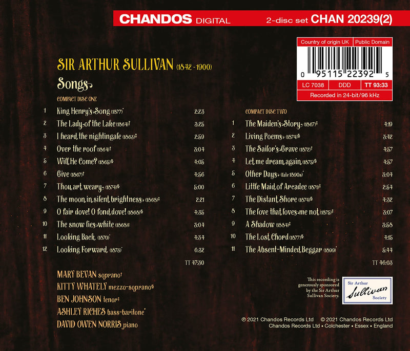 The  Harmonious Echo - Songs of Arthur Sullivan / Bevan, Whately, Norris
