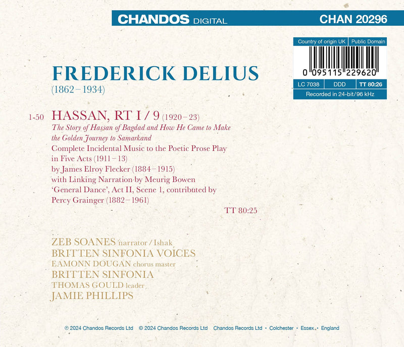 Delius: Hassan - Complete Incidental Music / Phillips, Britten Sinfonia