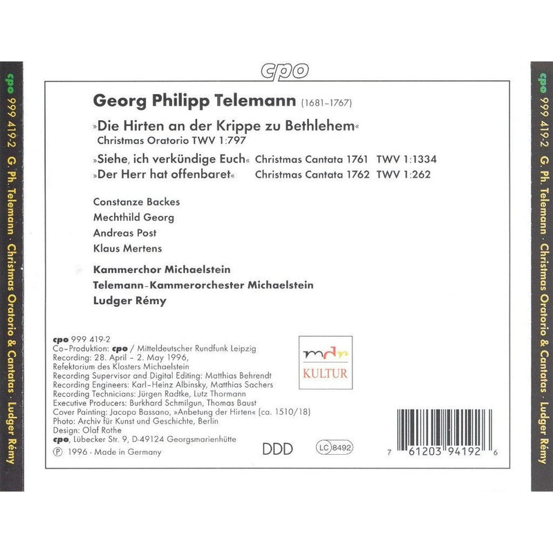 Telemann: Christmas Oratorio & Cantatas / Ludger Rémy
