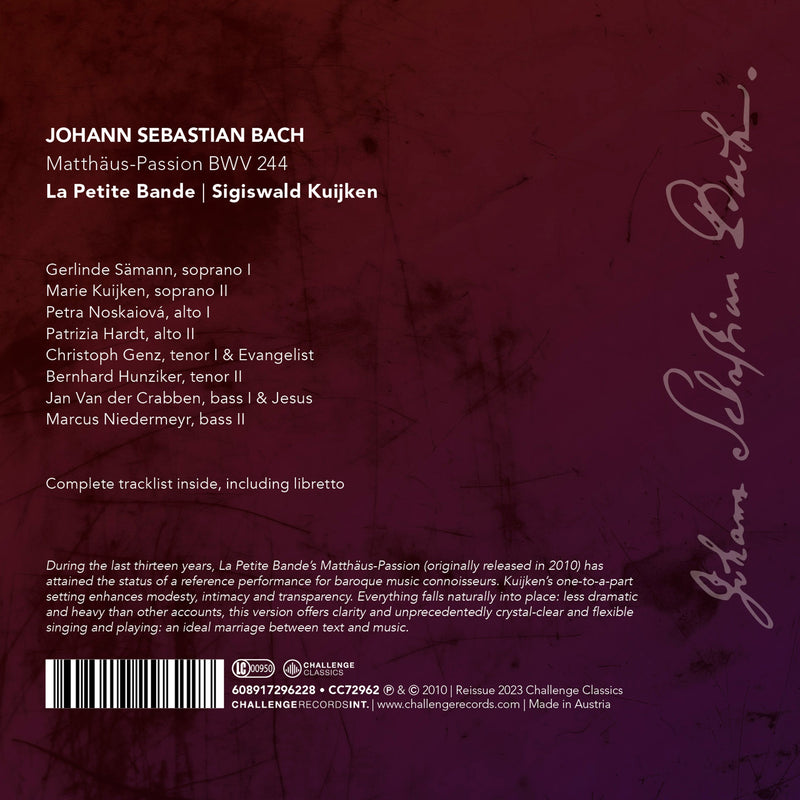 Bach: St. Matthew Passion / Kuijken, La Petite Bande