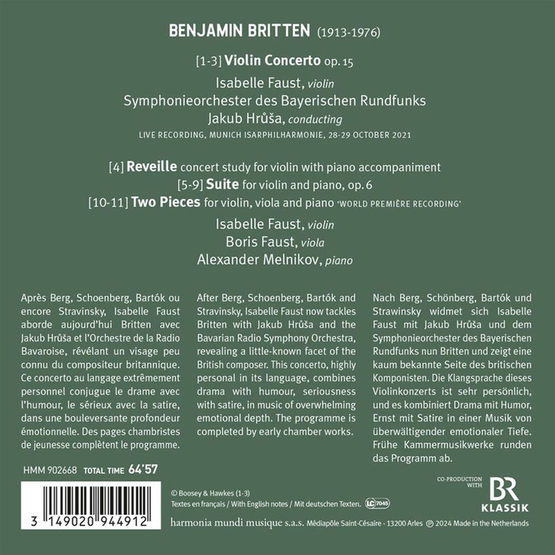Britten: Violin Concerto & Chamber Works / Faust, Hrůša, BRSO