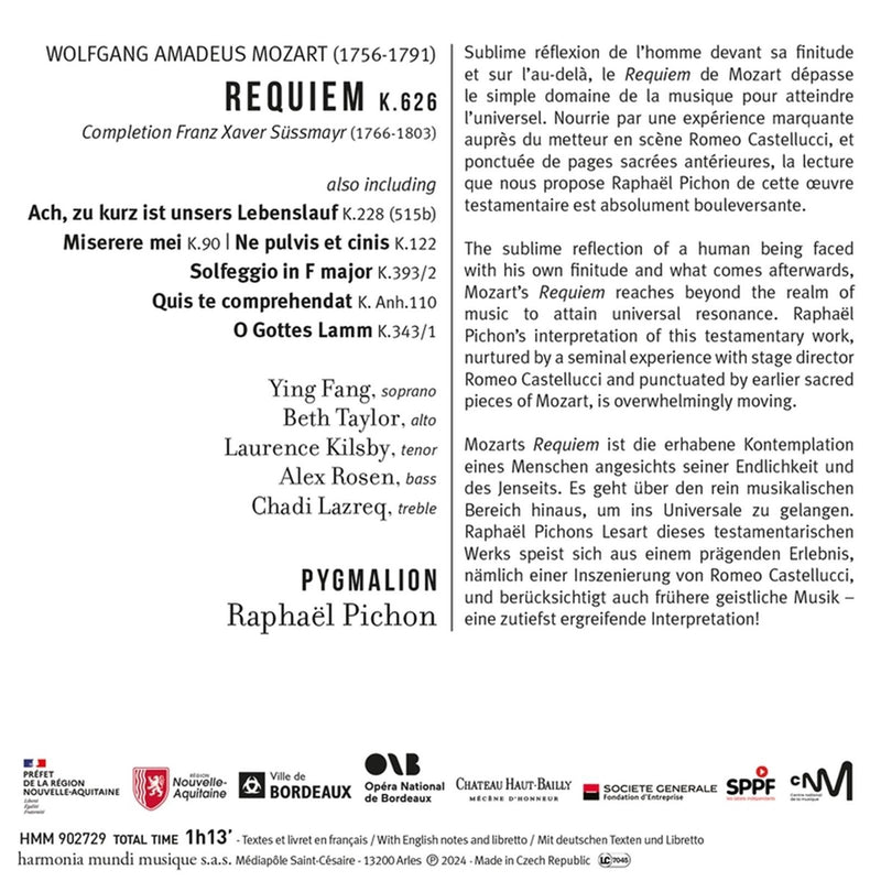 Mozart: Requiem / Pichon, Pygmalion