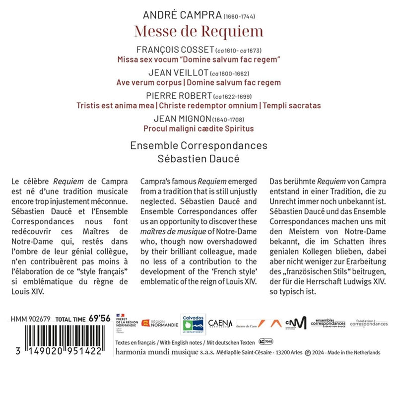 Campra: Messe da Requiem / Daucé, Ensemble Correspondances