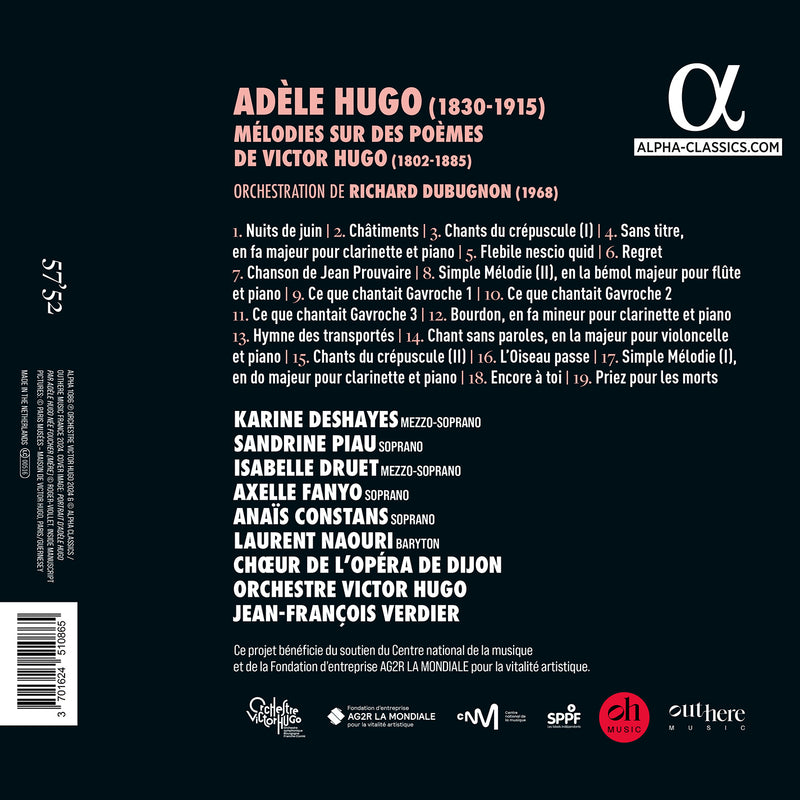 A. Hugo: Mélodies sur des poèmes de Victor Hugo