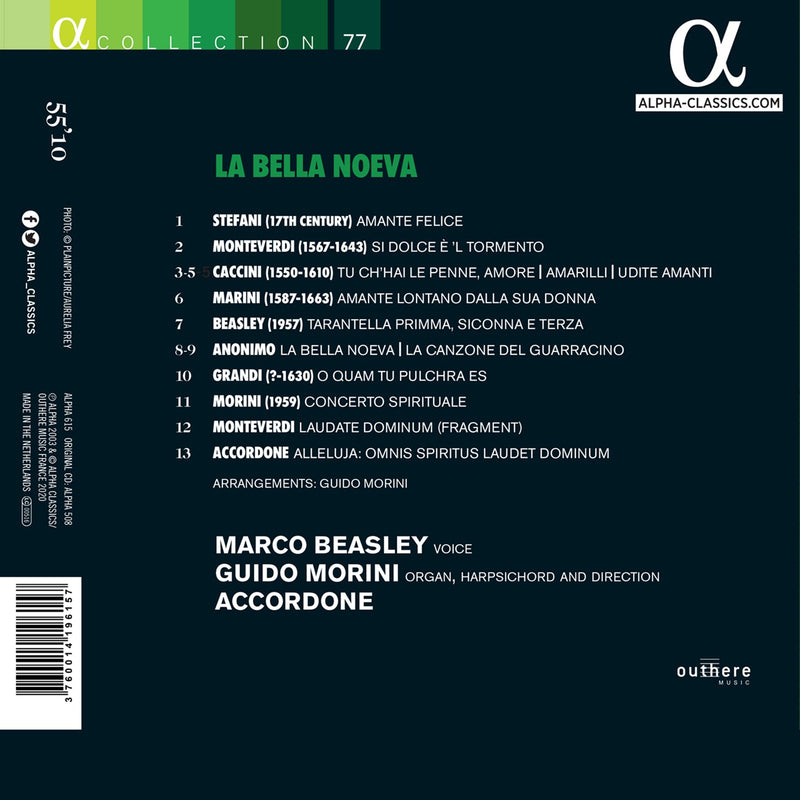 Caccini, Monteverdi: La Bella Noeve / Beasley, Morini, Ensemble Accordone